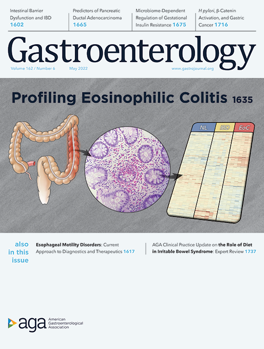 Gastroenterology May 2022 journal cover image.