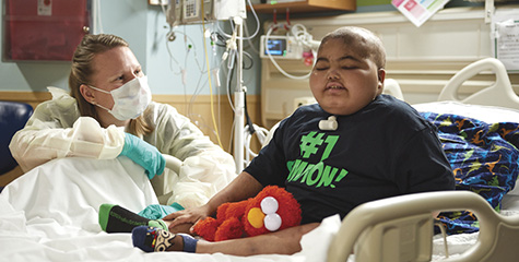 A patient with caregiver.