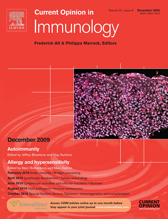 Current Opinion in Immunology December 2009 journal cover.