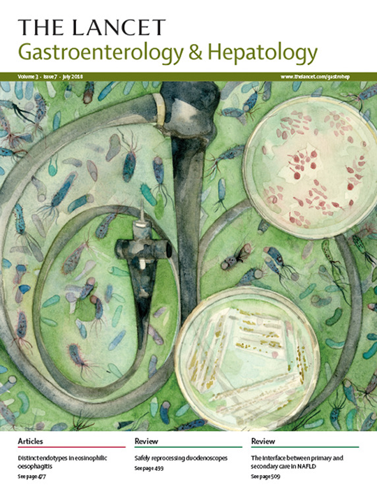 Lancet: Gastroenterology & Hepatology July 2018 journal cover.