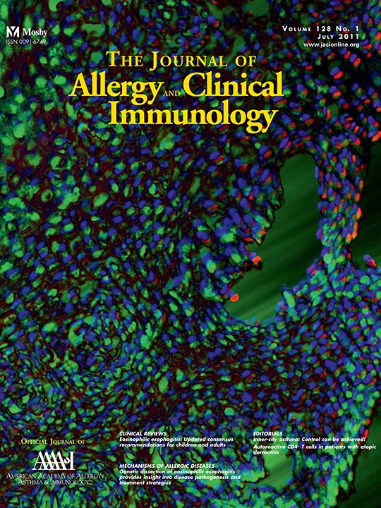Journal of Allergy and Clinical Immunology July 2011 journal cover.
