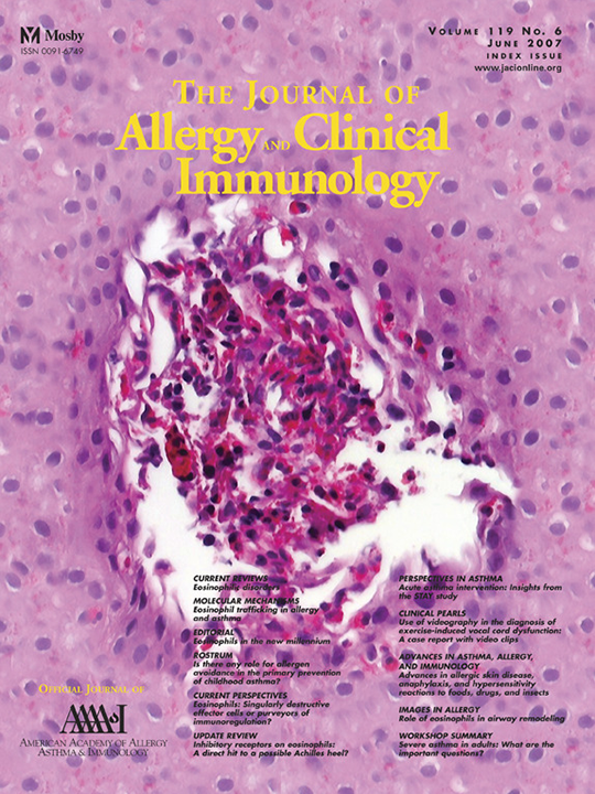 Journal of Allergy and Clinical Immunology June 2007 cover image.