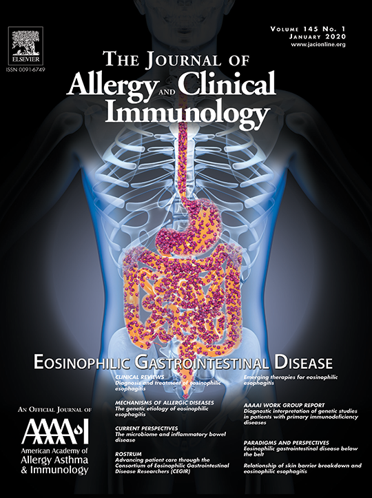 Journal of Allergy and Clinical Immunology January 2020 journal cover.